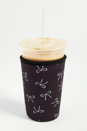 Hot Picks Black Bow Pattern Small Insulated Beverage Holder
