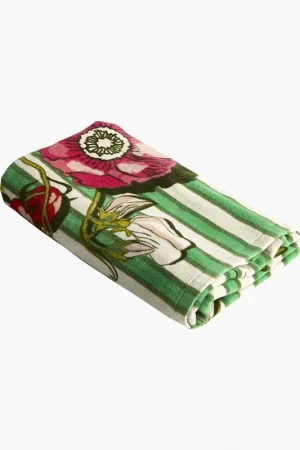Beach Towel in Tomato Vines Kelly Green Direct From Manufacturer
