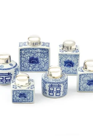Buy Direct Two's Company Canton Collection Tea Jars - Ceramic/Brass (set of 6)