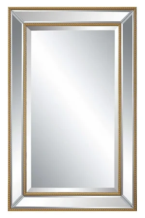 Home Decor Bevel Mirror - Frame With Gold Beading Markdown