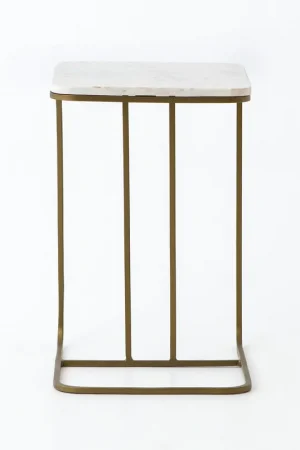 Adalley C Table - Polished White Marble | Four Hands - IMAR-99-MBR Buy Direct