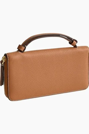 Affordable Accordion Wristlet in Leather Roasted Pecan