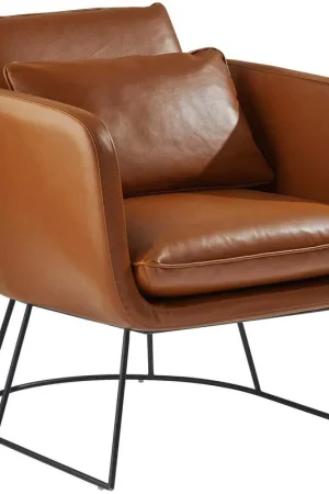 Warranty Included Stanley Camel Brown Distressed PU Leather Chair