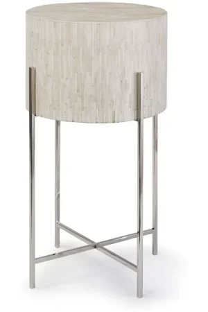 Drum 25.25 X 14 inch Nickel Side Table, Drum Instant Buy