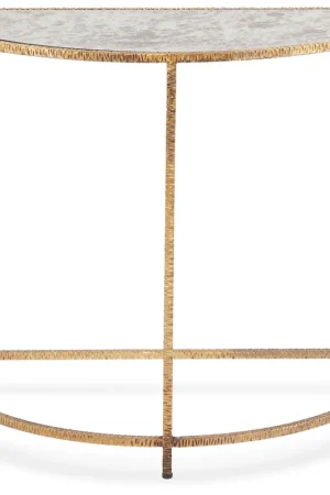 Authentic Anastasia 36 X 30 inch Gold Side Table, Demilune