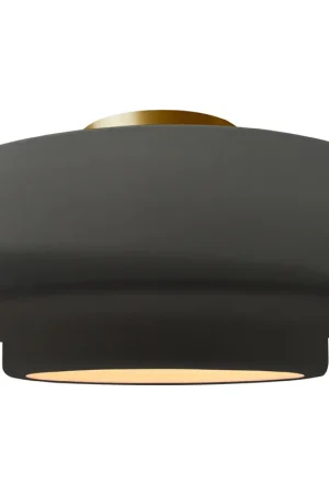 Radiance Collection - Tier LED 16.5 inch Gloss Grey and Brushed Brass Semi-Flush Ceiling Light in Dedicated LED, Gloss Gray, 16.5W x 8H, Form+Finish+Function Save Now