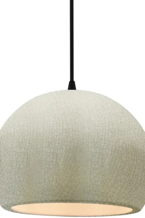 Grab Now Radiance LED 10 inch White Crackle and Matte Black Pendant Ceiling Light