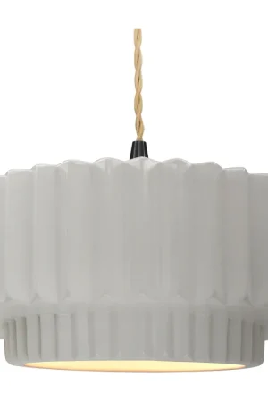 Reduced Price Radiance Collection - Pleated Tier Pendant Ceiling Light in Matte Black, Replaceable Bulb, Beige Twist Cord, Bisque, 16.25W x 6H, Form+Finish+Function