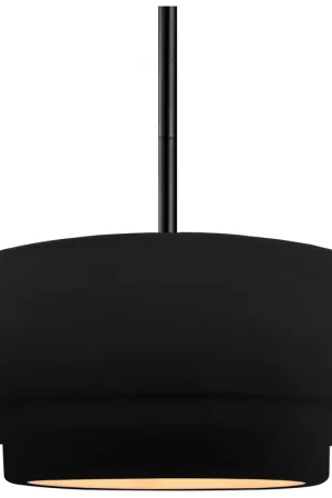 Radiance Collection - Tier Pendant Ceiling Light in Matte Black, Black Cord, Replaceable Bulb, Carbon Matte Black/Champagne Gold, 14.5W x 5.25H, Form+Finish+Function Reduced Price