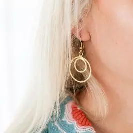 Hot Picks Double Hammered Drop Circle Earrings